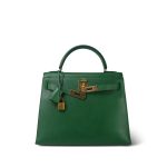 Kelly 28 Vert Bengale Courchevel Gold Plated T Circle Stamp - Image 8