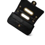Black Lambskin Quilted A Real Catch Flap Aged Gold Hardware - Image 2
