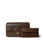 Brown Lambskin Quilted Single Flap Gold Hardware - Image 13