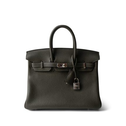 Birkin 25 Vert De Gris Togo Palladium Plated Y Stamp