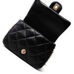 23B Black Lambskin Quilted Mini Square Chain Around Flap Aged Gold Hardware - Image 11