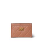 23P Beige/Dusty Pink Aged Calfskin Quilted Reissue Cardholder Aged Gold Hardware
