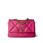 22P Pink Lambskin Quilted 19 Flap Small - Image 3