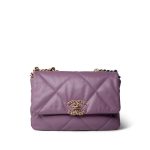 20B Purple Goatskin Quilted 19 Flap Small Mixed Hardware - Image 2