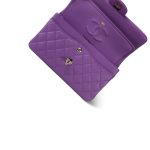 22S Purple Caviar Quilted Classic Flap Small Light Gold Hardware - Image 8