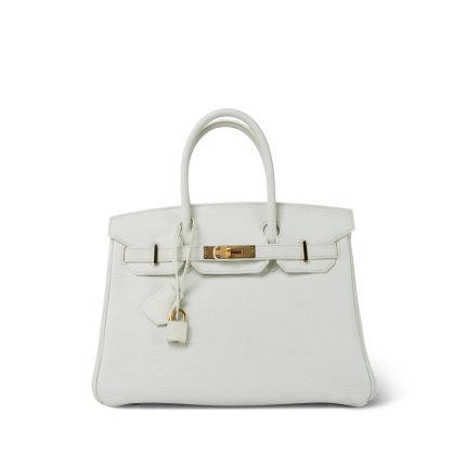 Birkin 30 White Clemence Gold Plated O Square Stamp