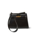 Mini Kelly 20 Dark Brown Box Calfskin Gold Plated O Circle Stamp - Image 2