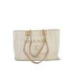 Light Beige Canvasw Deauville Shopping Tote Small Gold Hardware - Image 3