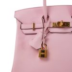 Birkin 25 Rose Sakura Swift Gold Plated X Stamp - Image 2