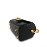 Black Lambskin Quilted Mini Vanity Chest With Handle Gold Hardware - Image 9