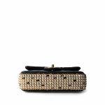 Black Lambskin Quilted Mini River of Pearls Flap Bag Aged Gold Hardware - Image 3
