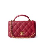 23B Red Caviar Quilted Mini Flap with Handle Flap Aged Gold Hardware - Image 13