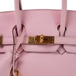 Birkin 25 Rose Sakura Swift Gold Plated X Stamp - Image 3