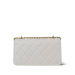 White Caviar Quilted Flap Charm Wallet On Chain WOC Gold Hardware - Image 4