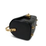 Black Lambskin Quilted Mini Vanity Chest With Handle Gold Hardware - Image 10