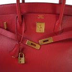 Birkin 40 Rouge Vif Ardennes Gold Plated [C] Stamp - Image 3
