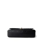 Black Lambskin Chevron Medium Classic Flap Light Gold Hardware - Image 5
