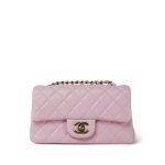 24S Light Pink Lambskin Quilted Mini Rectangular Flap Light Gold Hardware