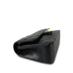 20C Black Caviar Quilted Classic Flap Medium Gold Hardware - Image 7