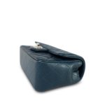 Pearly Navy Caviar Quilted Mini Rectangular Flap Silver Hardware - Image 5
