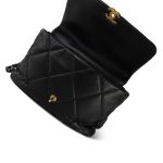 20S Black Goatskin Quilted Maxi 19 Flap Mixed Hardware - Image 12