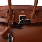 Birkin 30 Noisette Box Calfskin Gold Plated E Square Stamp - Image 7