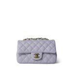 Light Purple Lambskin Quilted Mini Rectangular Flap Light Gold Hardware