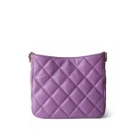 22S Purple Lambskin Quilted Pick Me Up Hobo Bag Logo Chain Aged Gold Hardware - Image 4