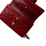 Vintage Red Lambskin Quilted Classic Flap Small Gold Hardware - Image 12