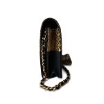 Gold Iridescent Python Black Calfskin WOC Aged Gold Hardware - Image 4