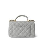 21A Grey Lambskin Quilted Mini Top Handle Aged Gold Hardware - Image 4