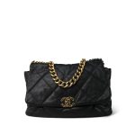 Black Goatskin Quilted 19 Flap Maxi Mixed Hardware