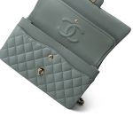 Light Green Caviar Quilted Classic Flap Medium Light Gold Hardware - Image 10