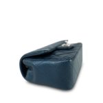 Pearly Navy Caviar Quilted Mini Rectangular Flap Silver Hardware - Image 9