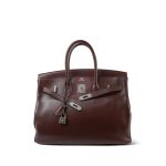 Birkin 35 Havana Evergrain Palladium Plated [L] Stamp - Image 8