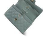 23C Dark Green Caviar Quilted Classic Flap Small Light Gold Hardware - Image 12