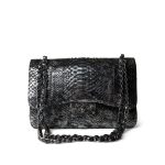 Black Silver Metallic Python Jumbo Double Flap - Image 7