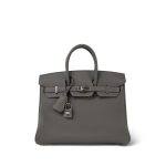 Birkin 25 Gris Meyer Togo Palladium Plated W Stamp