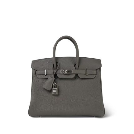 Birkin 25 Gris Meyer Togo Palladium Plated W Stamp