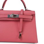Mini Kelly Sellier Rose d’Ete Chevre Palladium Plated D Stamp - Image 2