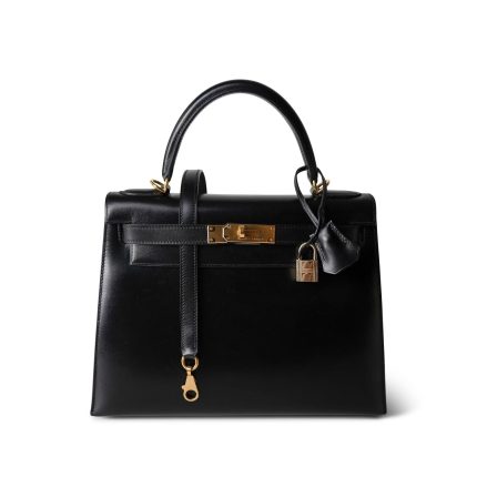 Kelly Sellier 28 Black Box Calfskin Gold Plated [D] Stamp