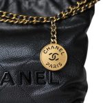 Black Caviar Quilted Mini 22 Aged Gold Hardware - Image 3