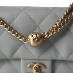 24P Grey Caviar Quilted Sweetheart Mini Flap Aged Gold Hardware - Image 7