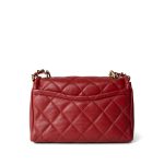 Red Lambskin Quilted Single Flap Chain Leather Link Bag - Image 7