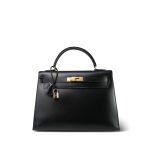 Kelly 32 Black Box Calfskin Gold Plated Y Circle Stamp - Image 5