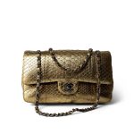 Gold Python Classic Double Flap Medium