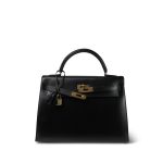 Kelly 32 Black Box Calfskin Gold Plated U Circle Stamp - Image 4