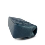 Pearly Navy Caviar Quilted Mini Rectangular Flap Silver Hardware - Image 8