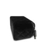Black Velvet Quilted Small Vanity Case Black Hardware - Image 9