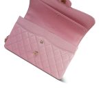 19S Iridescent Pink Caviar Quilted Jumbo Classic Flap Light Gold Hardware - Image 14
